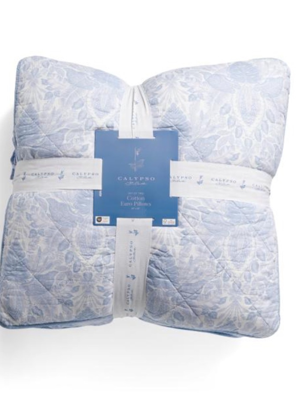 Calypso St. Barth Light Blue Cotton Euro Pillow, 2pk